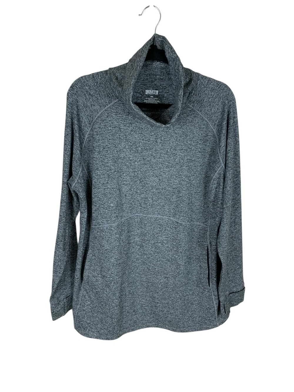 Women's Duluth Trading Gray Heathered Plushcious Funnelneck Tunic Active Top XXL